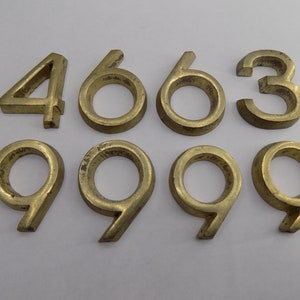 Bronze Numbers 4 6 3 9 Golden initial letter pendant Brass capital number Antique Part proect interesting Unusual old figure monument Design