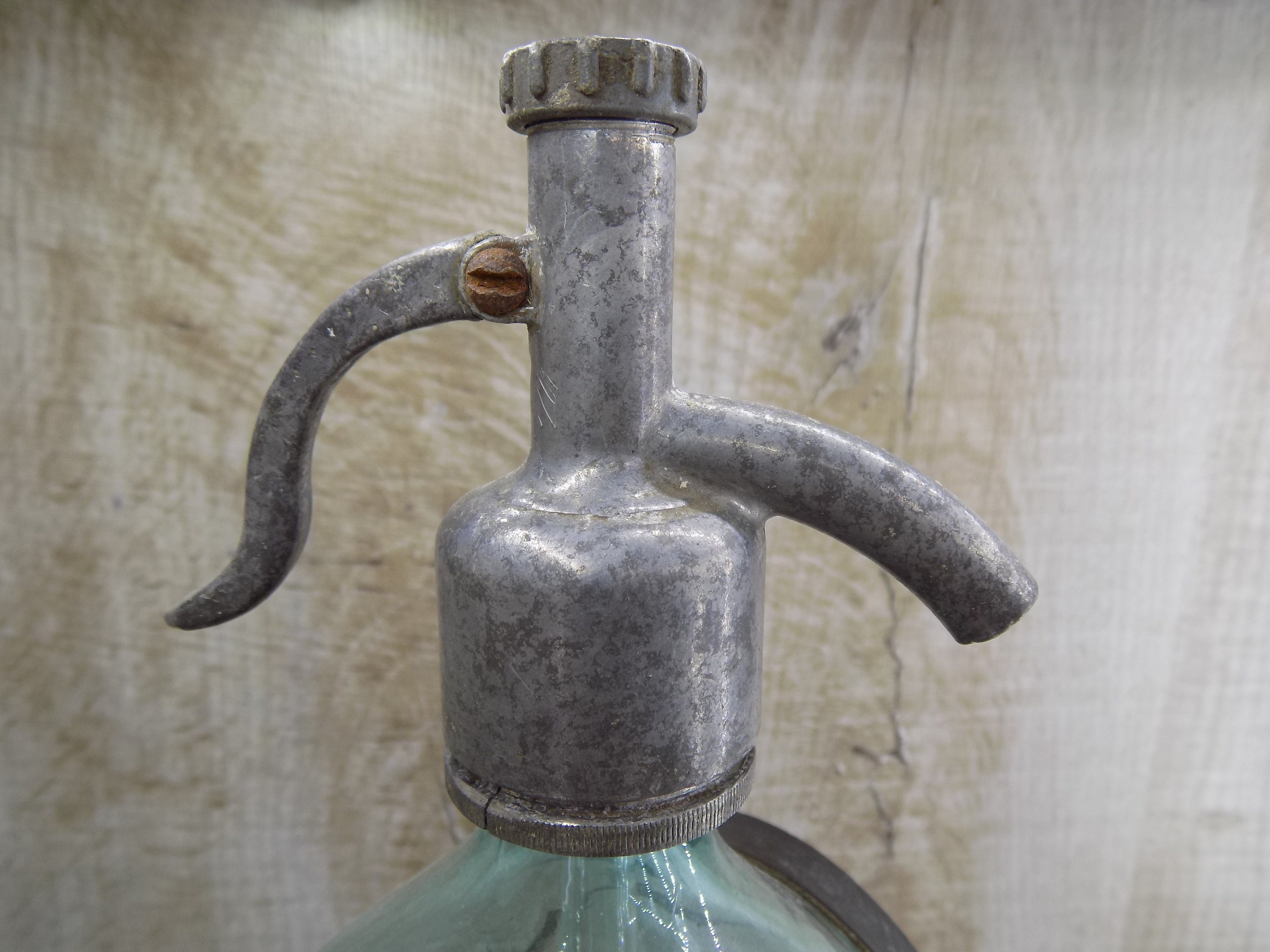 Siphon Large Vintage Seltzer Bottle in Case Green Turquoise Etsy
