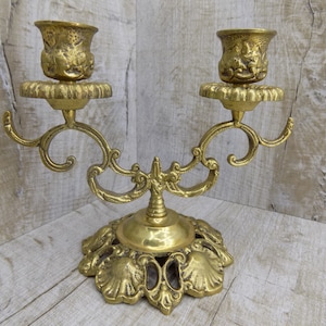 Candlestick double Vintage bronze candle holder Forged candle stand Iron stand flower Brass Medieval candlestick copper Ancient mosaic decor