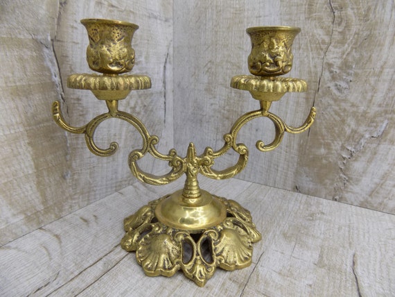 Candlestick Double Vintage Bronze Candle Holder Forged Candle