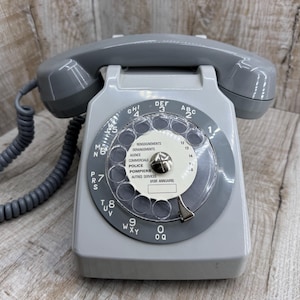 Vintage Gray Rotary Phone - Thomson France - Retro Home Decor