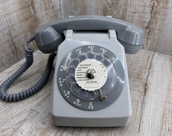 Vintage Gray Rotary Phone - Thomson France - Retro Home Decor