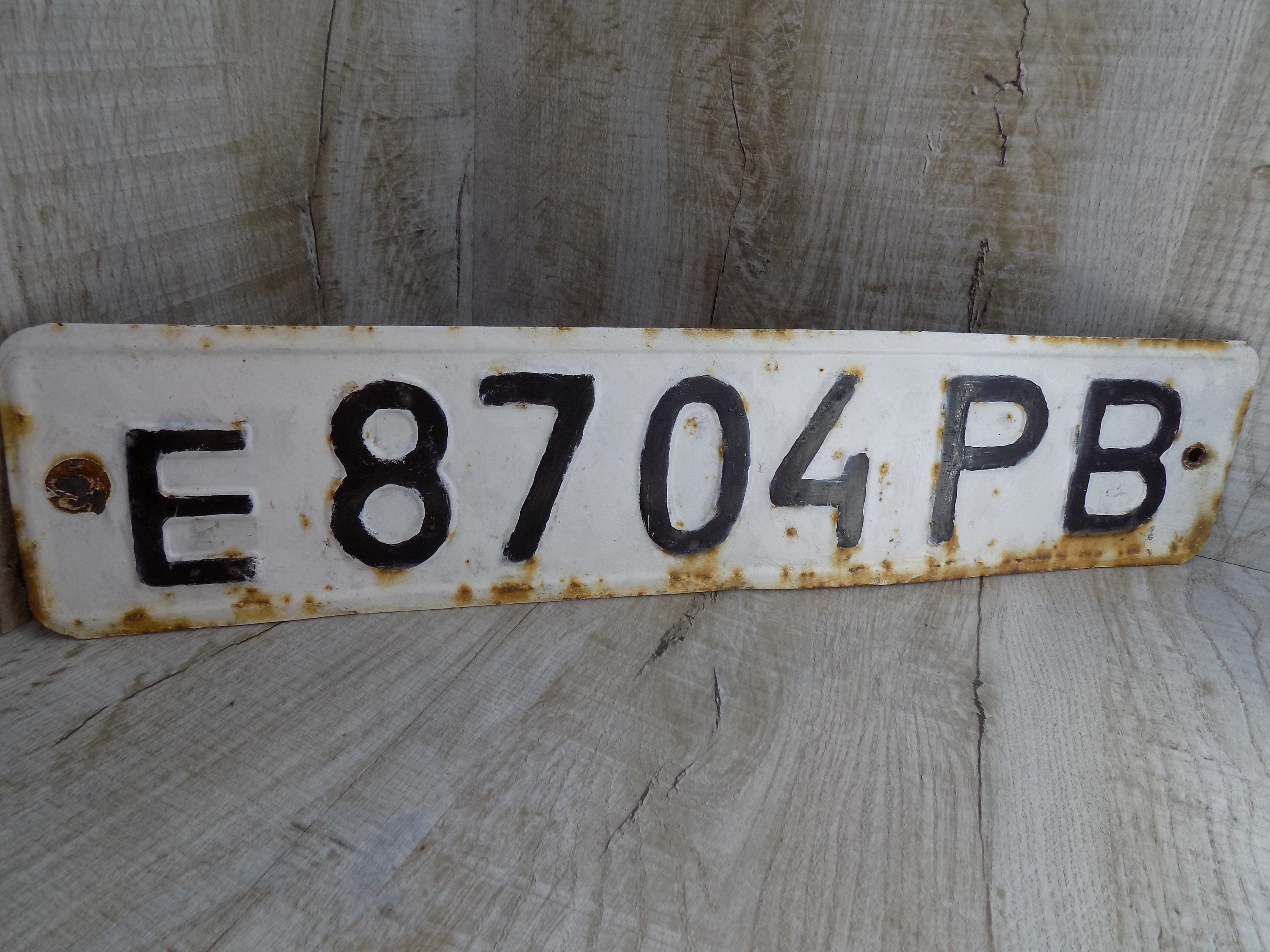 8704 8574 8346 Vintage car number sign registration plate Car Etsy