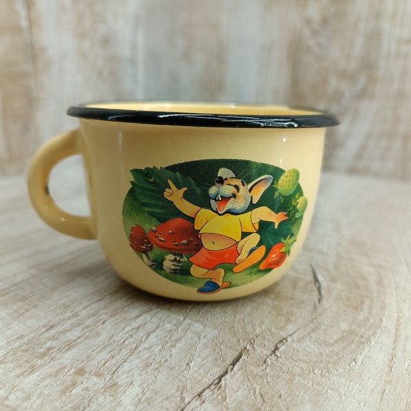 Metal mug mouse cartoon Vintage Camping Comic Abstract campfire travel cup universal pot food durable Survival tool Journey Motorhome gift