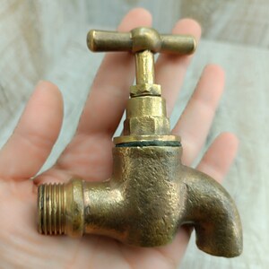 Vintage Water Faucet Soviet Brass Water Tap Old Water Valve Golden bath decor Bathroom accessory Hygiene means Sanitary engineering image 8