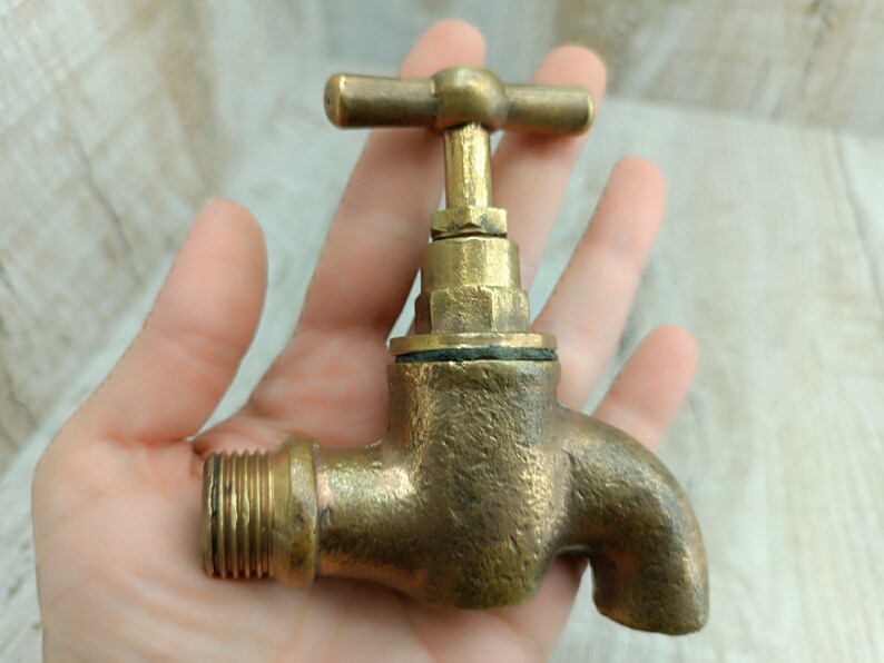 Vintage Water Faucet Soviet Brass Water Tap Old Water Valve Golden bath decor Bathroom accessory Hygiene means Sanitary engineering image 8