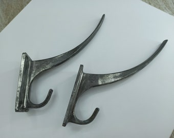 Vintage Aluminum Coat Hooks: Rustic Silver Towel Hanger (Set of 2)