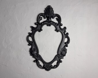 Black Antique photo frame Figured frame mirror Victorian Ornate Cast Metal Frame Vintage Picture Frame Black giant oval frame Art deco 50s