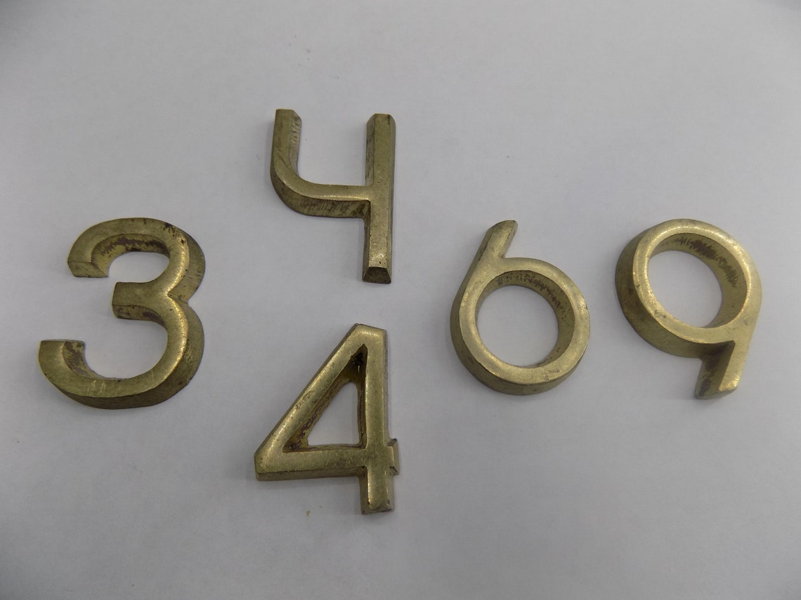 Bronze Numbers 4 6 3 9 Golden initial letter pendant Brass Etsy