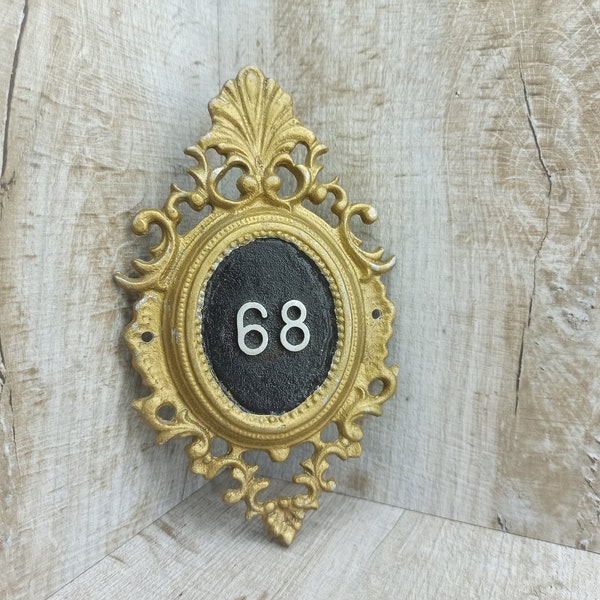 89 Bronze Brass Number Antique Hotel Door Number Émail Soviet door sign number #89 rectangulaire #68 Mini numéro Small number 68