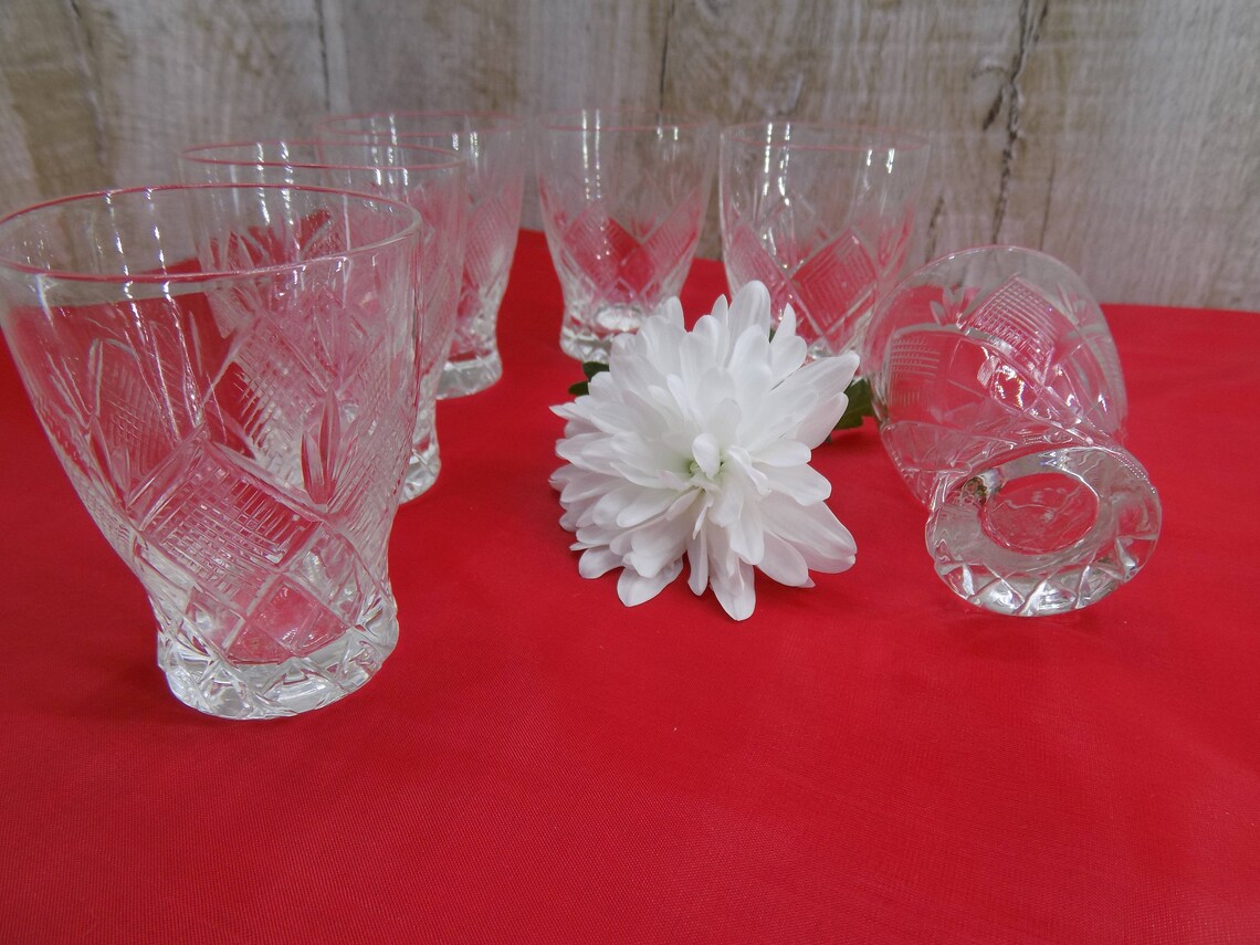 Vintage Crystal Drinking Glass Set 6 Pcs Soviet Glasses Kiev Etsy