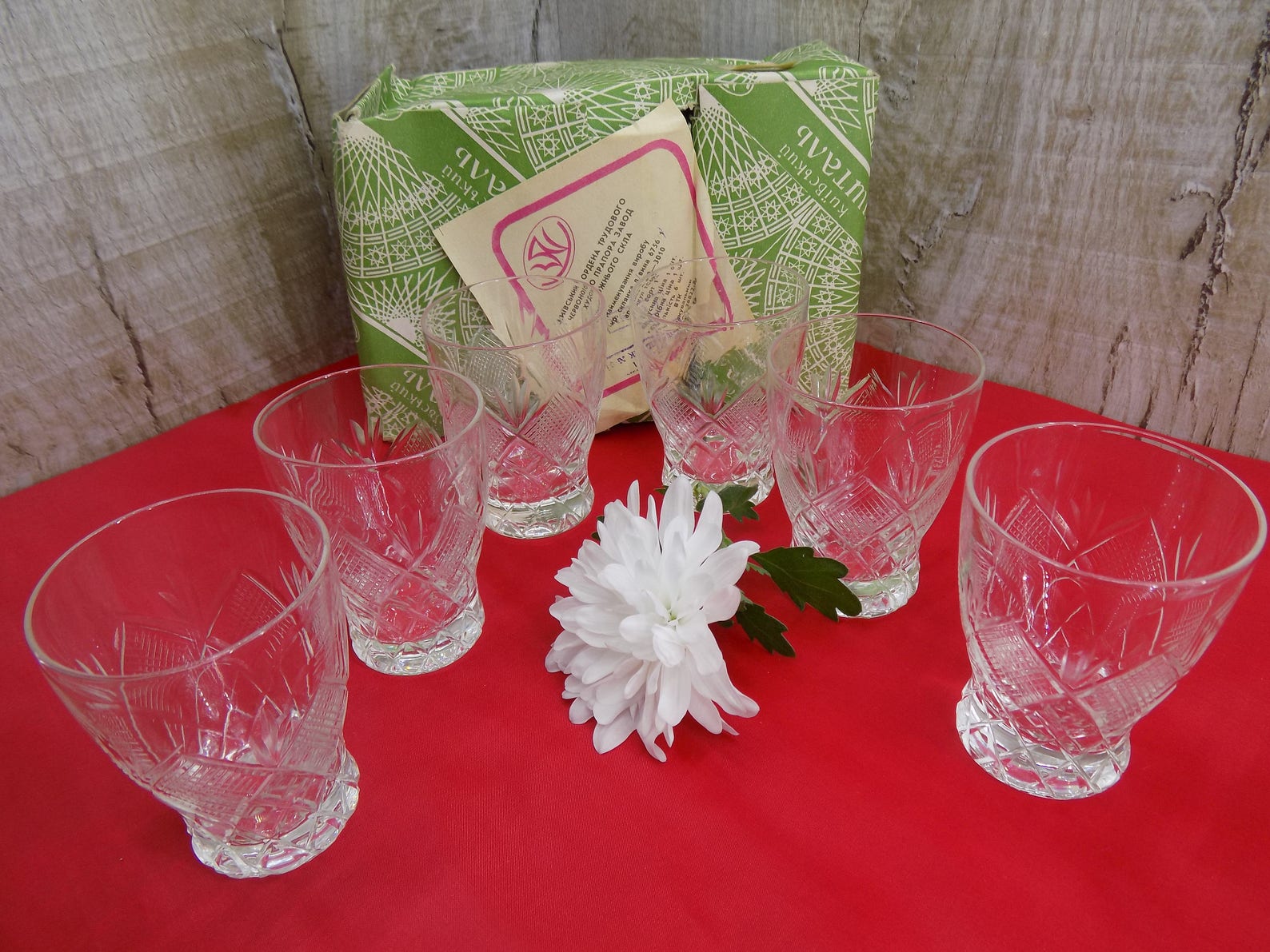 Vintage Crystal Drinking Glass Set 6 Pcs Soviet Glasses Kiev Etsy