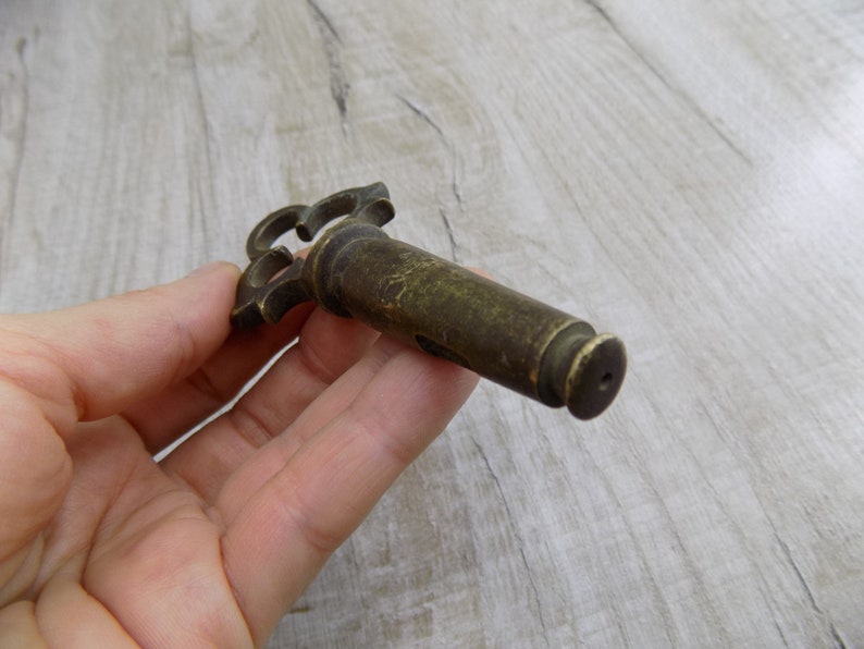 Antique samovar key Large Russian bronze samovar Brass figured Valve Number key with hallmark Collection gold key Old Part of a samovar tap