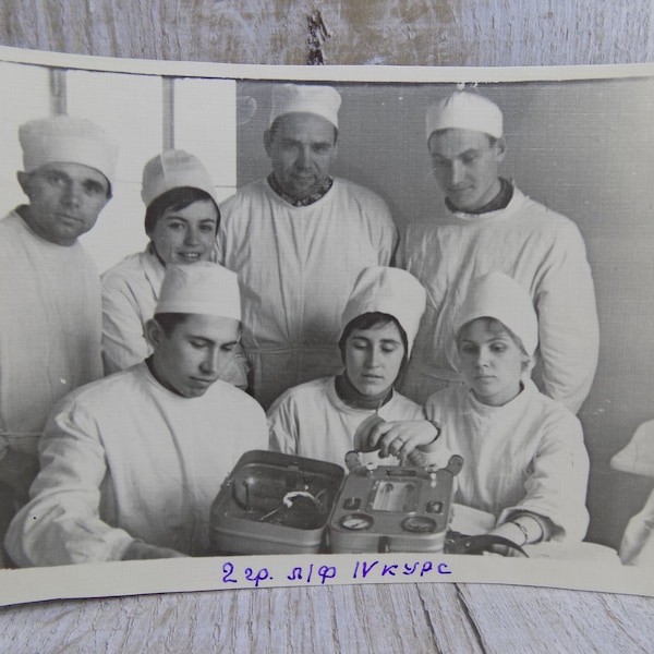 Medical students Soviet medical clothing Vintage Snapshot Photo collectible medical device Soviet doctors Student years Medical University