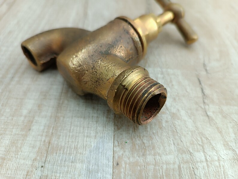 Vintage Water Faucet Soviet Brass Water Tap Old Water Valve Golden bath decor Bathroom accessory Hygiene means Sanitary engineering image 4