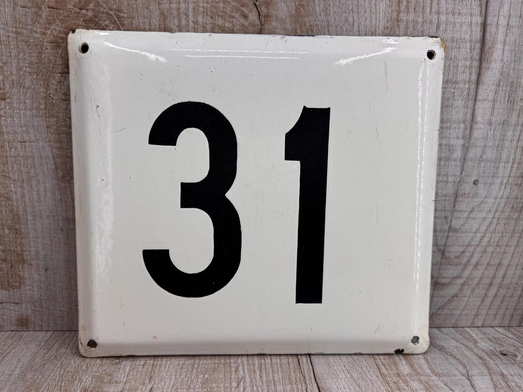 Vintage Enameled Number 31 Sign - Antique Hotel Door, Industrial Decor ...