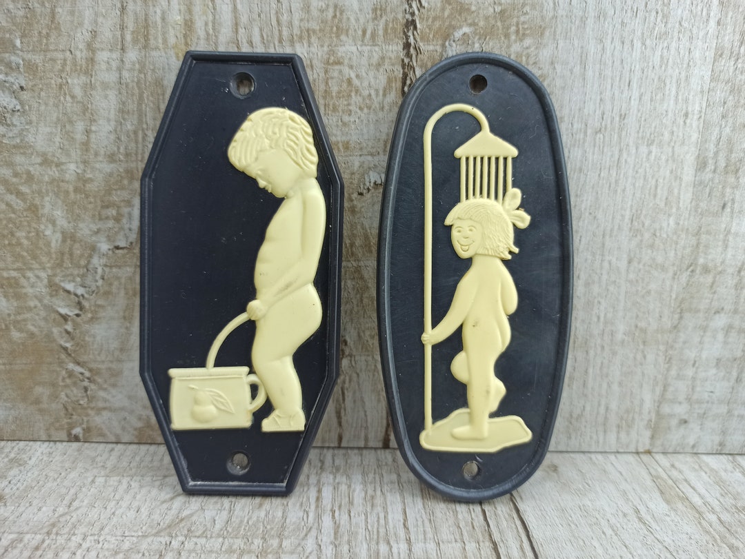 WC Sign Vintage Soviet Warning Sign Wardrobe Enameled Metal Sign