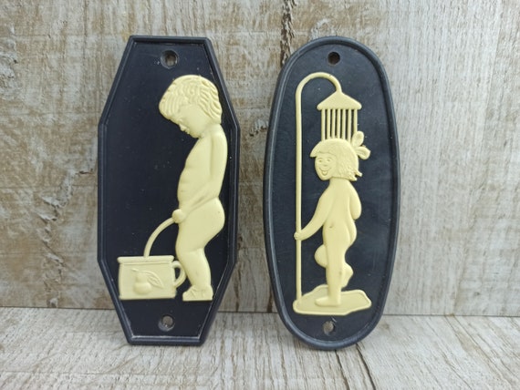 WC Sign Vintage Soviet Warning Sign Wardrobe Enameled Metal Sign