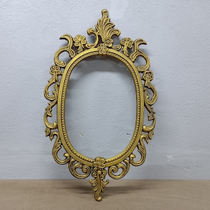 Marco de fotos antiguo marco floral ovalado espejo Victorian ornamentado marco de metal fundido Marco vintage Soporte de bronce marco ovalado Art deco años 50