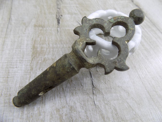 Antique samovar key Large Russian bronze samovar Brass figured Valve Number key with hallmark Collection gold key Old Part of a samovar tap
