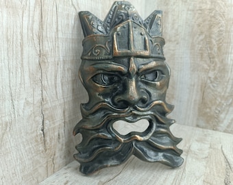 Vintage Metal Neptune Wall Decor: Greek God Poseidon Sculpture