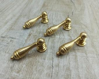Small gold pulls Vintage Bronze Ornate Pulls Brass Cabinet Pull Small Brass Barrel Hinge classic gold decor Oval small handles