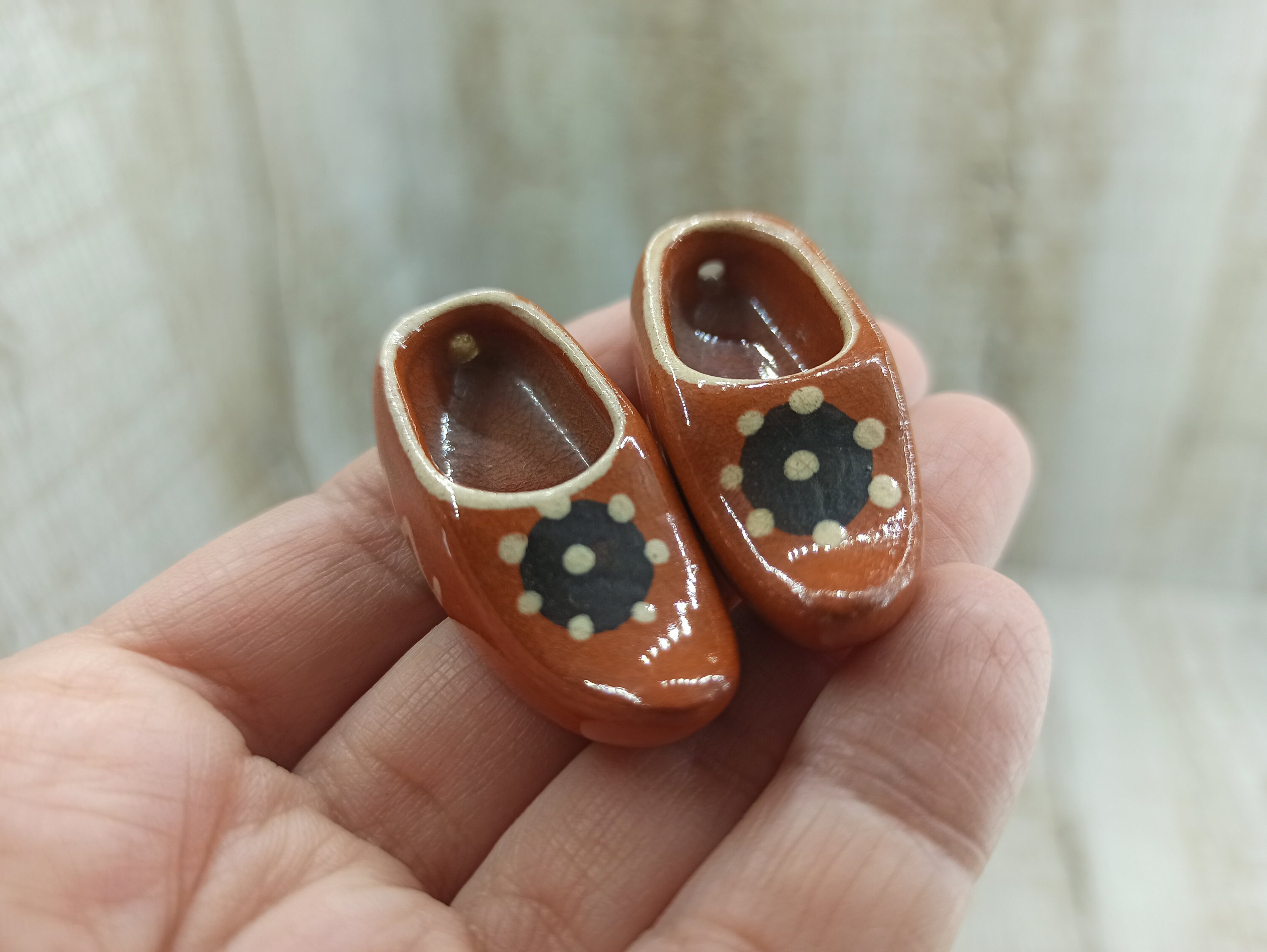 Miniature Clay Boots Mini Pair Ceramic Shoes Boots Vintage