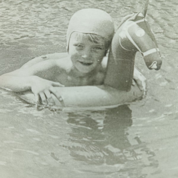 Old photo boy with life buoy horse Memory childhood photo soviet kids Photo Inflatable Pool Ring little boy swimming pool Happy childhood