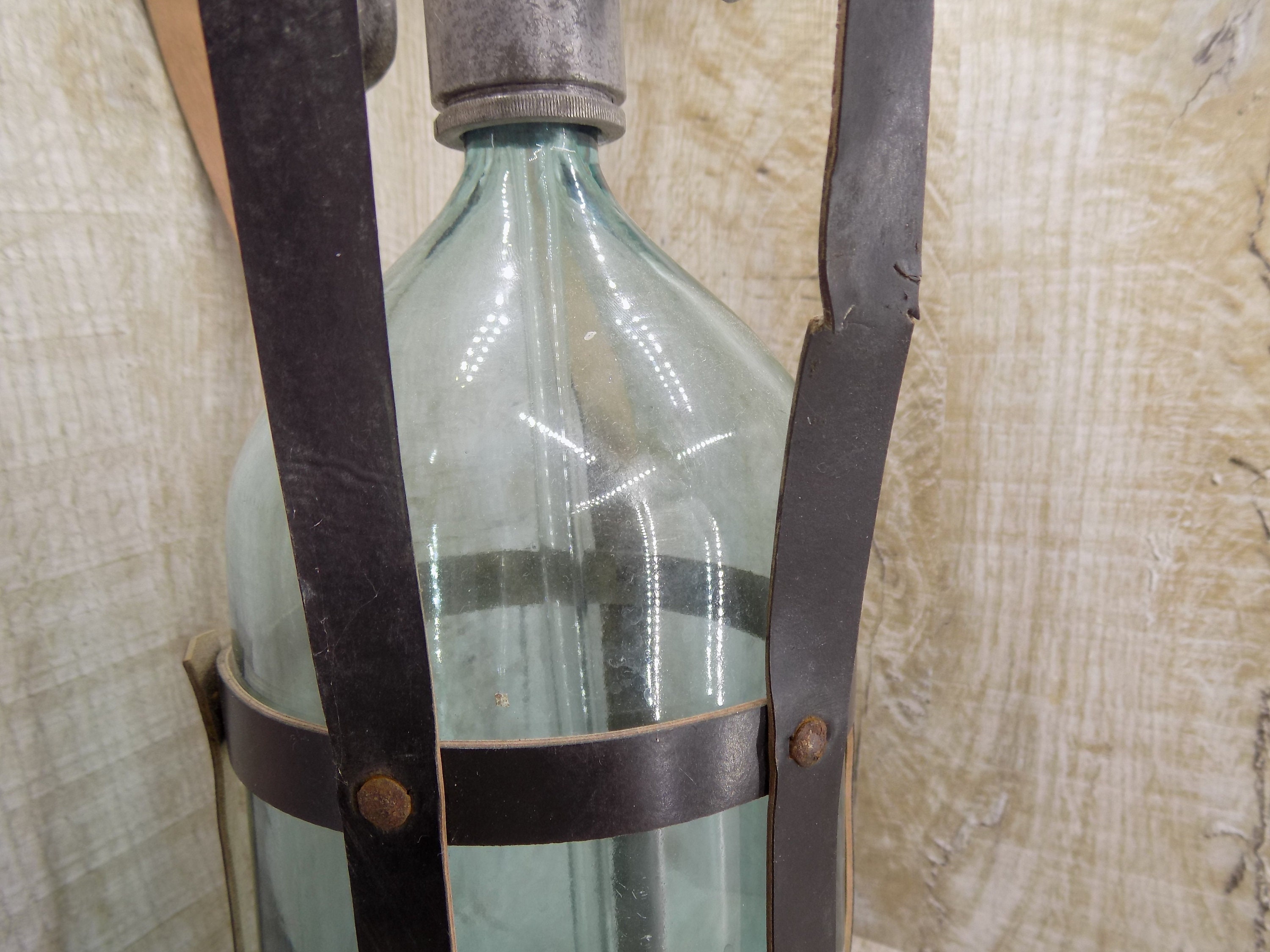 Siphon Large Vintage Seltzer Bottle in Case Green Turquoise Etsy