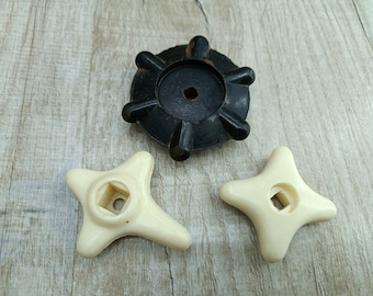 Vintage Faucet Handles: Rusty Black Iron Spigot, Steampunk Plumbing (3pcs)