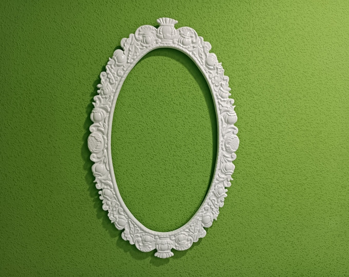 White Frame Giant Oval Antique Photo Frame Large Mirror Victorian