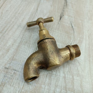 Vintage Water Faucet Soviet Brass Water Tap Old Water Valve Golden bath decor Bathroom accessory Hygiene means Sanitary engineering image 7