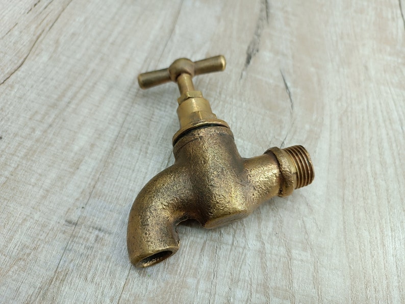 Vintage Water Faucet Soviet Brass Water Tap Old Water Valve Golden bath decor Bathroom accessory Hygiene means Sanitary engineering image 7