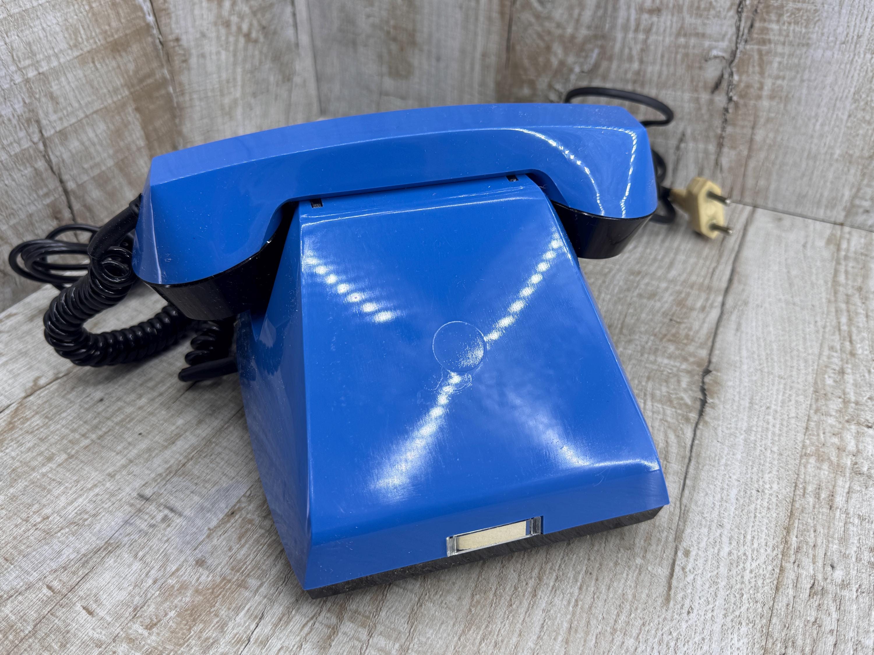 Ancien Téléphone fixe BLEU Vintage SOCOTEL à cadran Années 1970