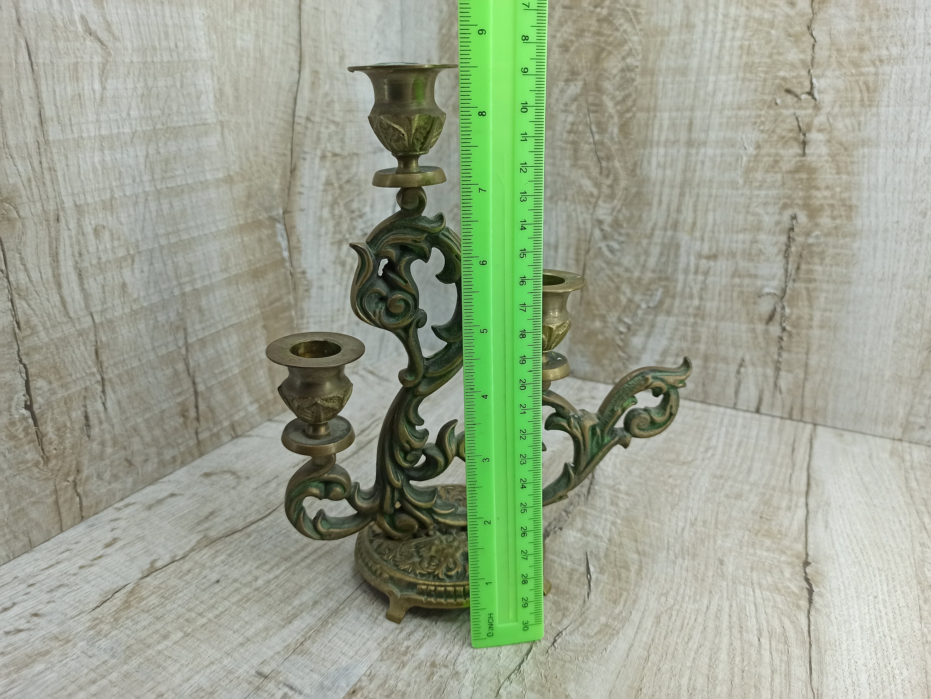 Candlestick triple Vintage metal candle holder Dragon candle Etsy