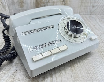 Vintage Gray Rotary Phone: USSR Desk Telephone, 1981