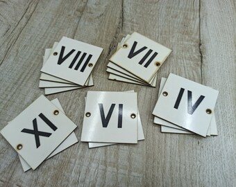 Latin numerals XI IX VI Small numbers sign Mini Number plate Serial number Numbering marking Latin numbers Ancient writing Vintage number