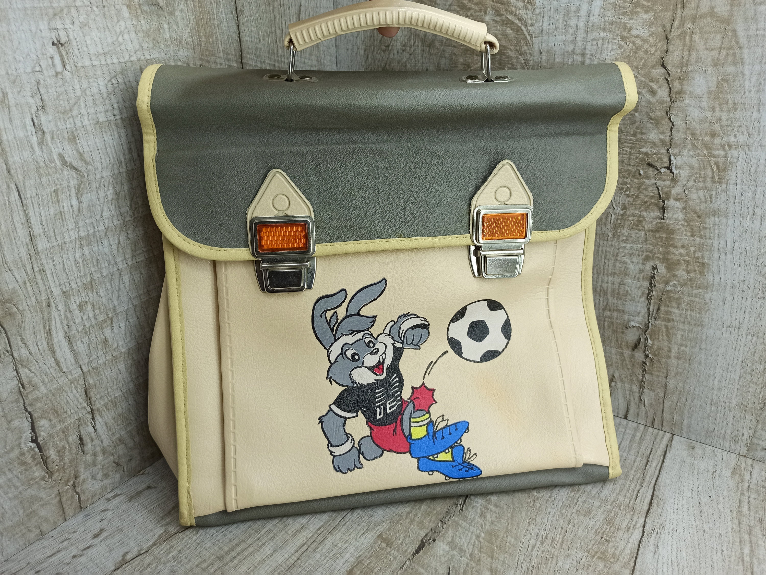 Vintage Schoolbag Gray School Bag Beige Antique Backpack Etsy UK