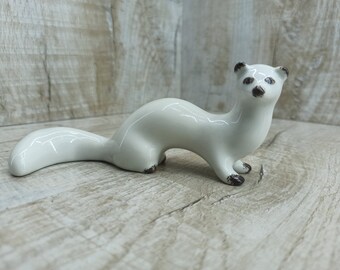Vintage Polonnoe Hermelin Figur, russischer Polarfuchs, 1970er Jahre