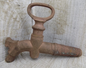 Large Vintage Bronze Water Faucet: Golden Bath Decor