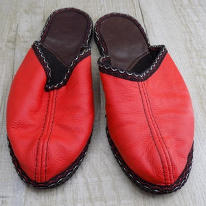 Rode slippers schoenen Marokkaanse slippers lederen organische lederen women&#39;s unieke slippers sexy pantoffels Home Oosterse schoenen antieke mode USSR