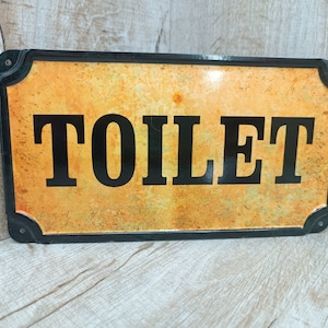 Vintage Style Toilet Sign: Metal WC Restroom Decor (8x4 in)