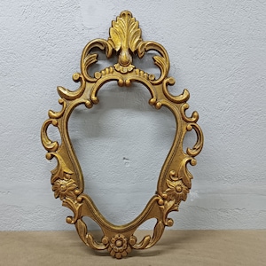 Gran marco de fotos antiguo marco ovalado para espejo Marco de metal fundido adornado victoriano Marco de imagen vintage Marco ovalado gigante de bronce Art deco años 50