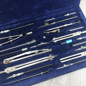 Vintage Architect Set Drawing Set Professional Drafting tools Engineer Drawing Instruments Drafting Set marking tools Design pens dividers