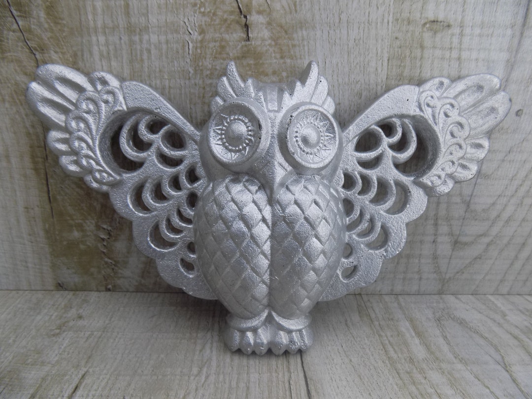 Owl Wall Sculpture Fiqurine Vintage Statue Decorative Owl Bronze Art