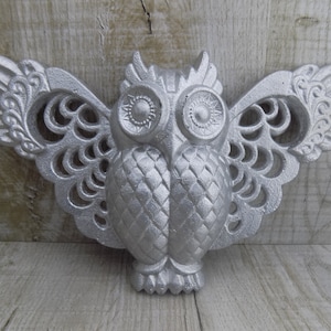 Escultura de pared de búho de bronce vintage: gran decoración artística en 3D