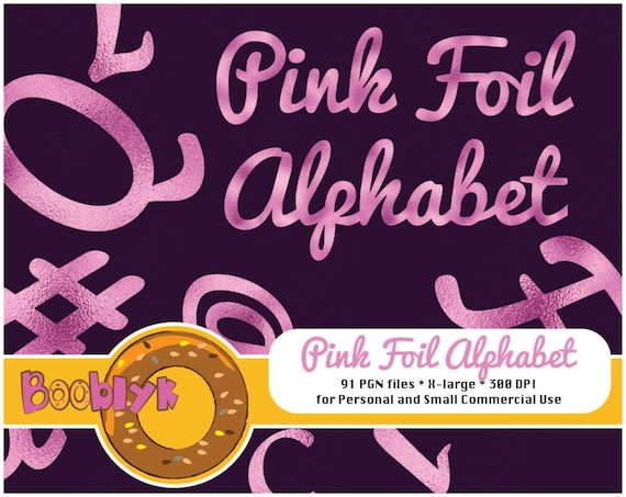 Pink Foil Alphabet For Scrapbooking and Paper Art - Label Clip Art - Instant Download - Printable DIY