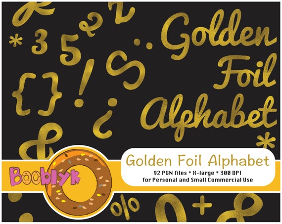 Golden Foil Alphabet For Scrapbooking and Paper Art - Label Clip Art - Instant Download - Printable DIY