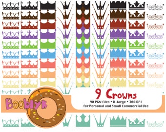 9 Crowns Clip Art  For Scrapbooking - Instant Download - Printable DIY