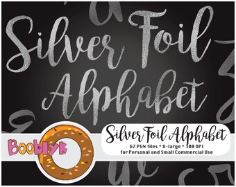 Digital scrapbooking clipart Alphabet scrapbook clip art Scrapbooking letters Silver foil alphabet clipart Digital alphabet clip art